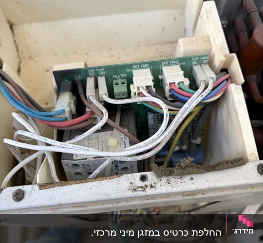 חלק פנימי של מערכת מיזוג אוויר עם חוטים